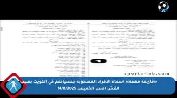 «قائمة مهمة» أسماء الأفراد المسحوبة جنسياتهم في الكويت بسبب الغش أمس الخميس 14/8/2025